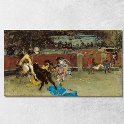 Bullfight. Wounded Picador Mariano Fortuny Marsal mfm12 canvas print 