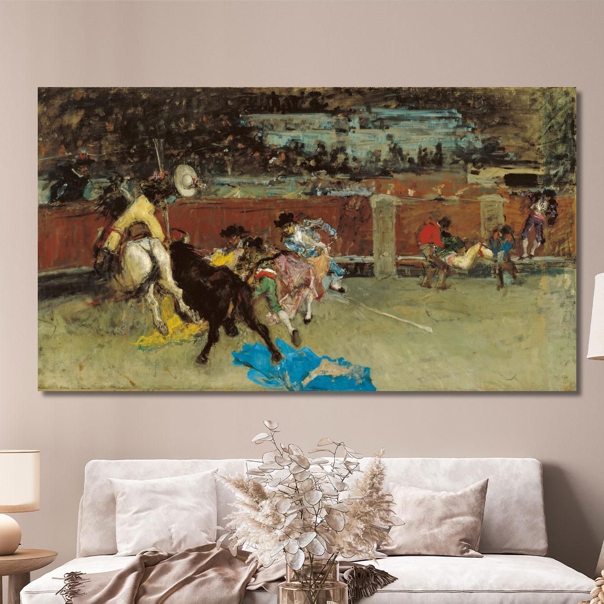 Bullfight. Wounded Picador Mariano Fortuny Marsal mfm12 canvas print 