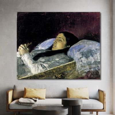 Miss Del Castillo On Her Deathbed Mariano Fortuny Marsal mfm29 canvas print 