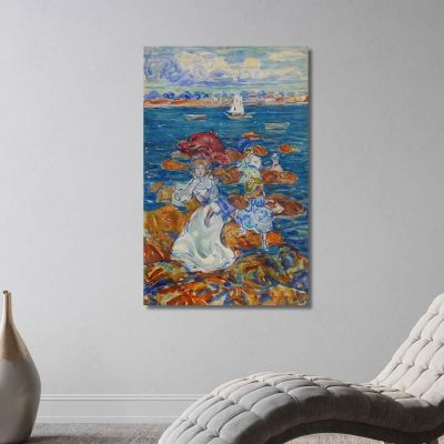 Low Tide Figures On Rocks Maurice Prendergast mpr29 canvas print 
