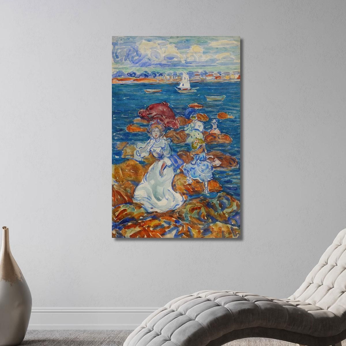 Low Tide Figures On Rocks Maurice Prendergast mpr29 canvas print 