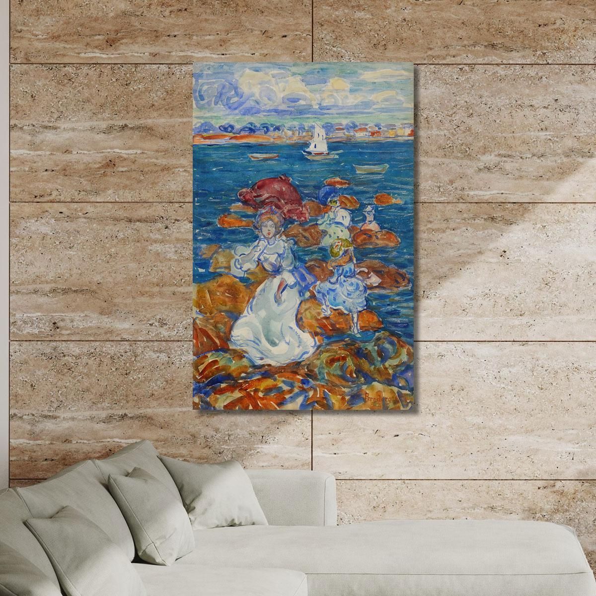 Low Tide Figures On Rocks Maurice Prendergast mpr29 canvas print 