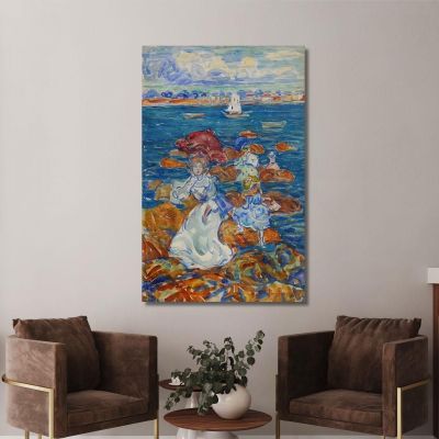 Low Tide Figures On Rocks Maurice Prendergast mpr29 canvas print 