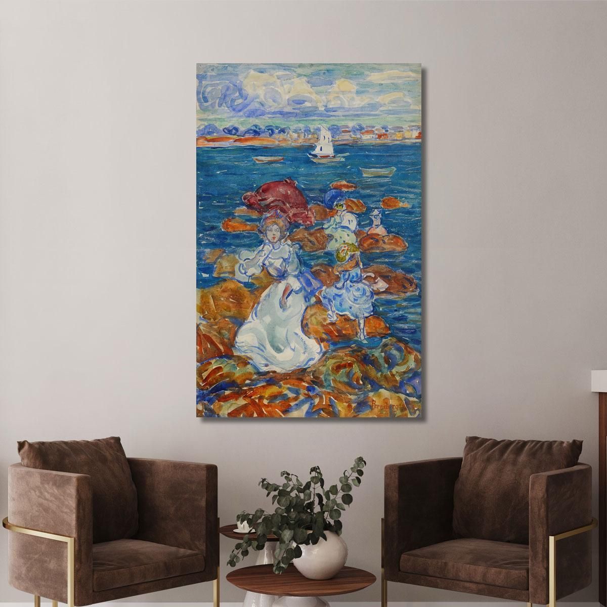 Low Tide Figures On Rocks Maurice Prendergast mpr29 canvas print 