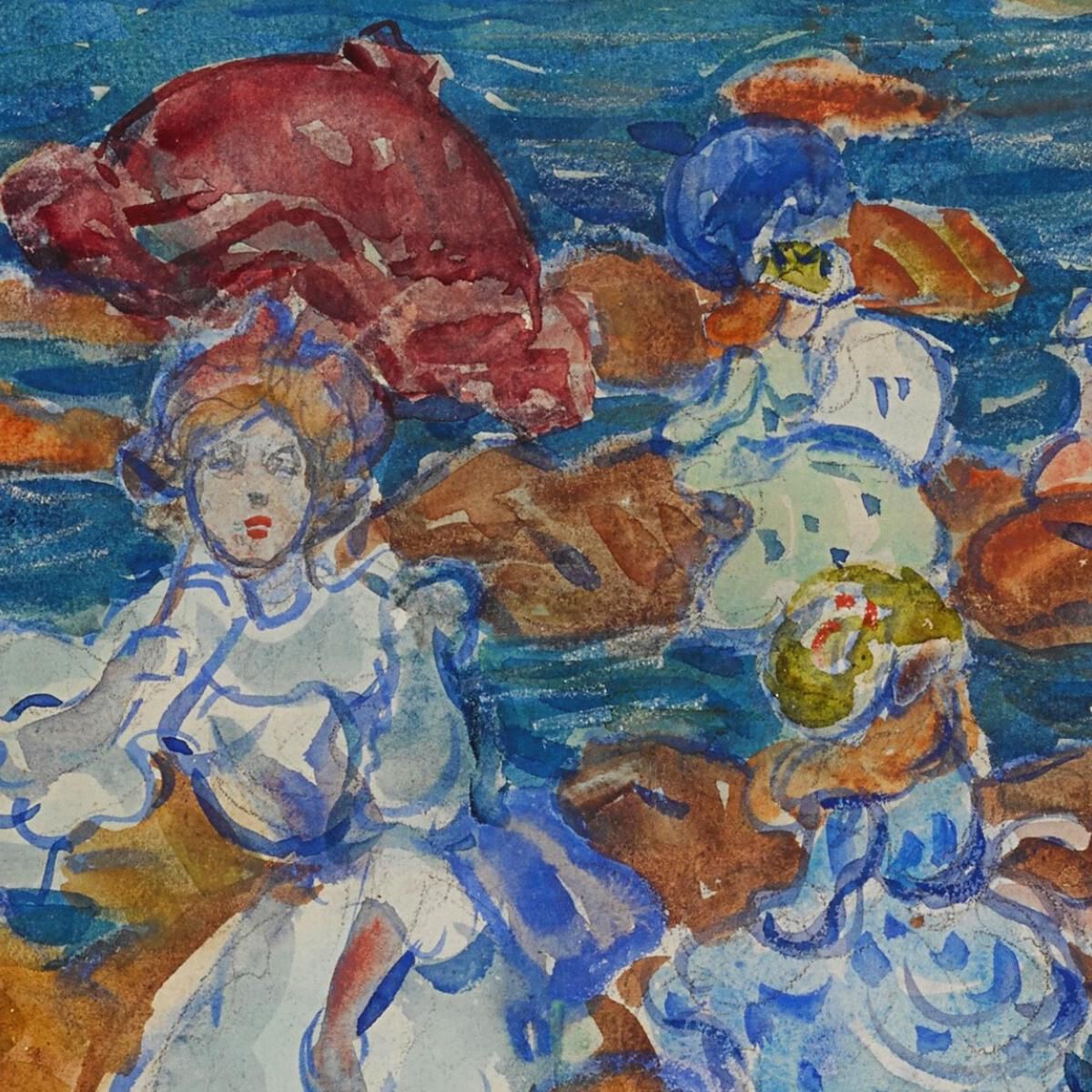 Low Tide Figures On Rocks Maurice Prendergast mpr29 canvas print