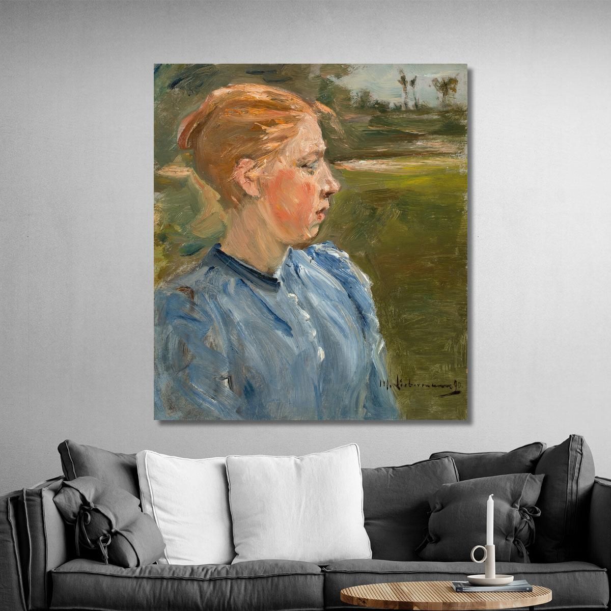 Blue Girl In Landscape Peasant Girl Max Liebermann mlb11 canvas print 