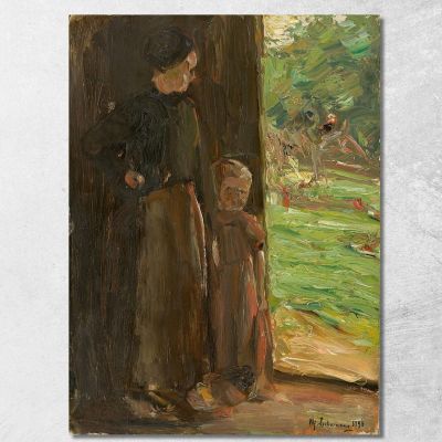 Peasant Woman With Child Under The Door Woman And Child In The Doorway Max Liebermann mlb16 canvas print 