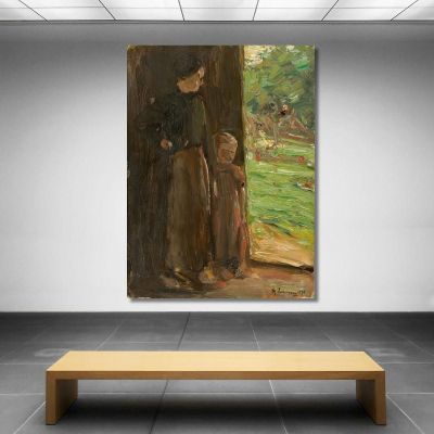 Peasant Woman With Child Under The Door Woman And Child In The Doorway Max Liebermann mlb16 canvas print 
