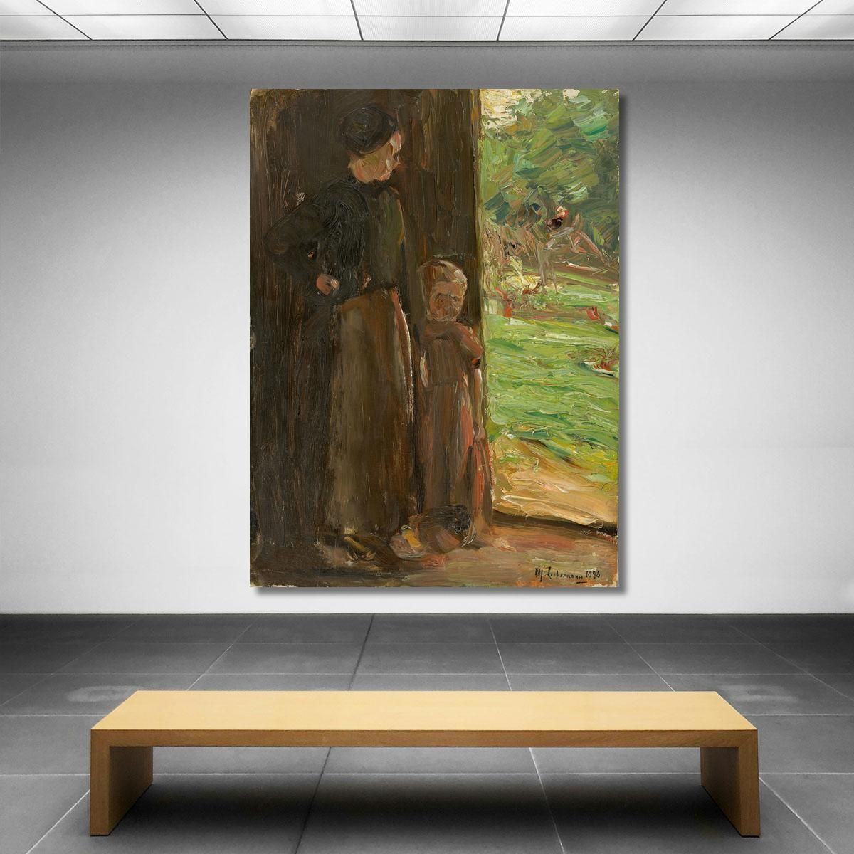 Peasant Woman With Child Under The Door Woman And Child In The Doorway Max Liebermann mlb16 canvas print 