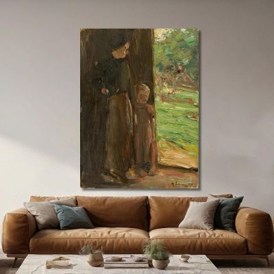 Peasant Woman With Child Under The Door Woman And Child In The Doorway Max Liebermann mlb16 canvas print 