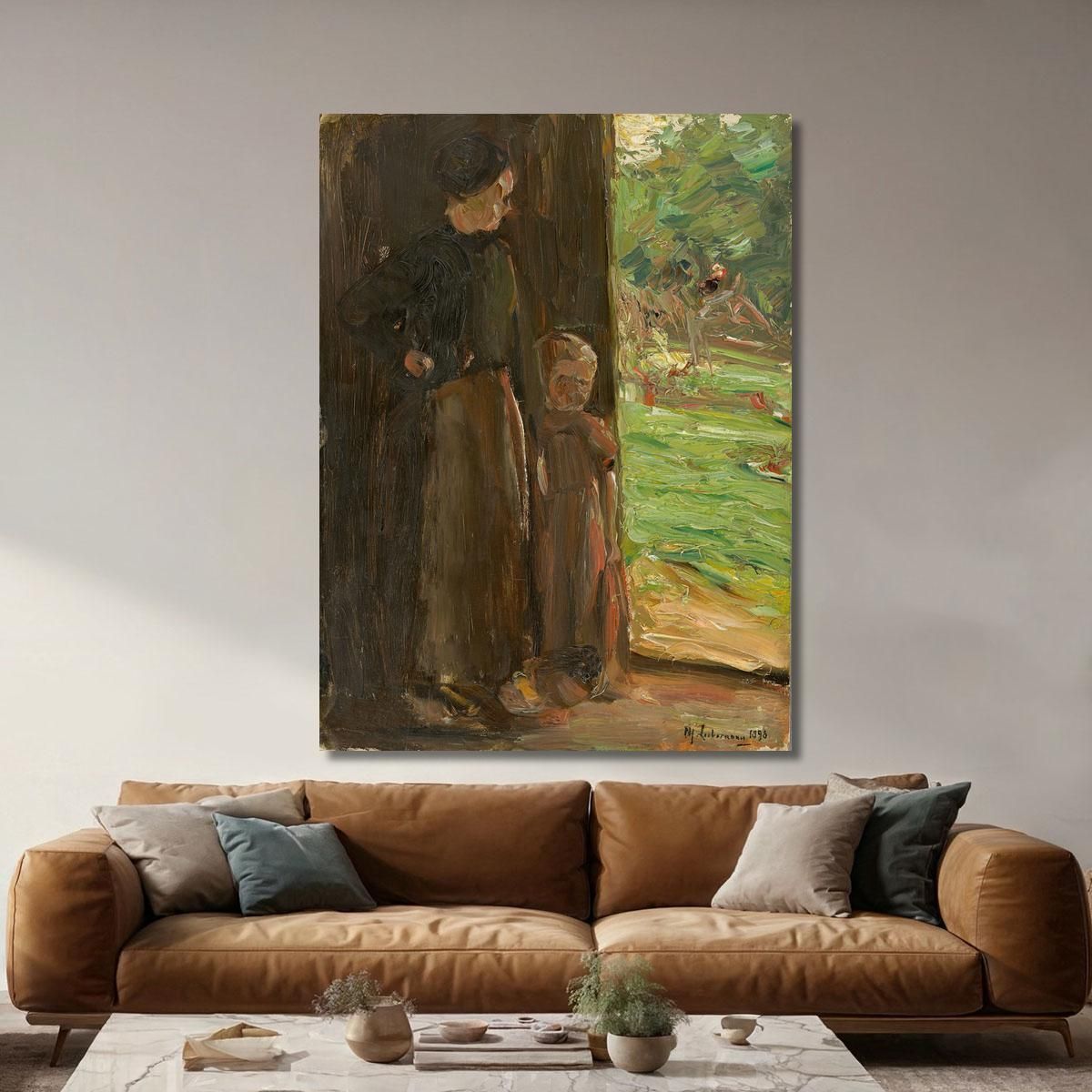 Peasant Woman With Child Under The Door Woman And Child In The Doorway Max Liebermann mlb16 canvas print 