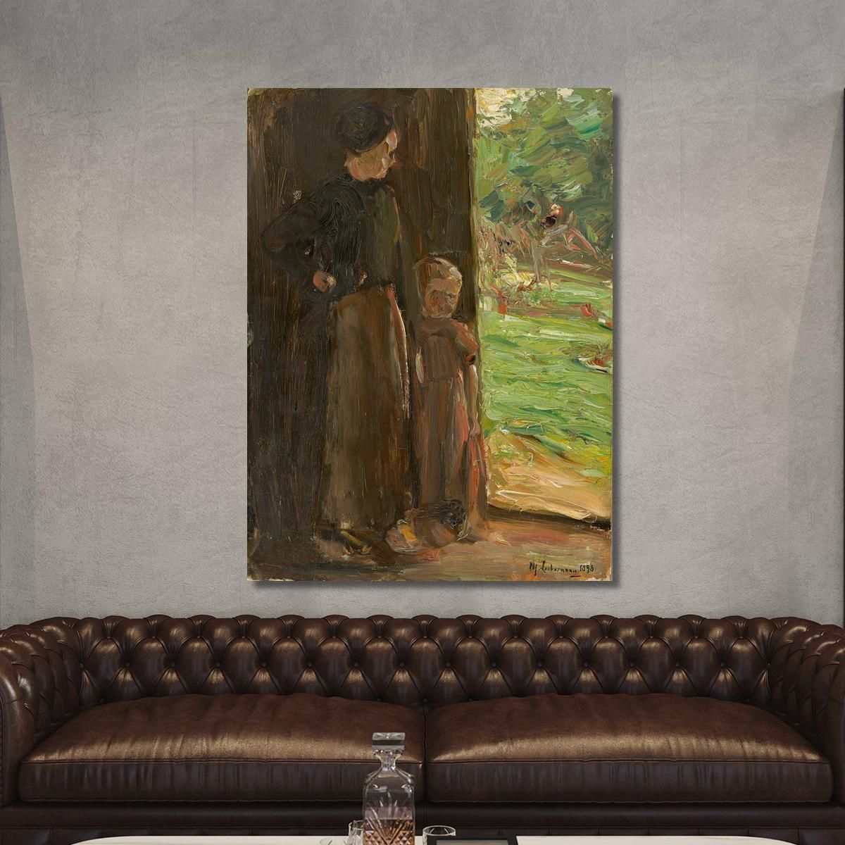 Peasant Woman With Child Under The Door Woman And Child In The Doorway Max Liebermann mlb16 canvas print 