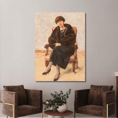 Portrait Of Lola Leder In Fur Coat Sitting Max Liebermann mlb61 canvas print 
