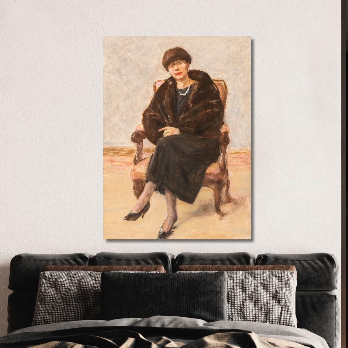 Portrait Of Lola Leder In Fur Coat Sitting Max Liebermann mlb61 canvas print 