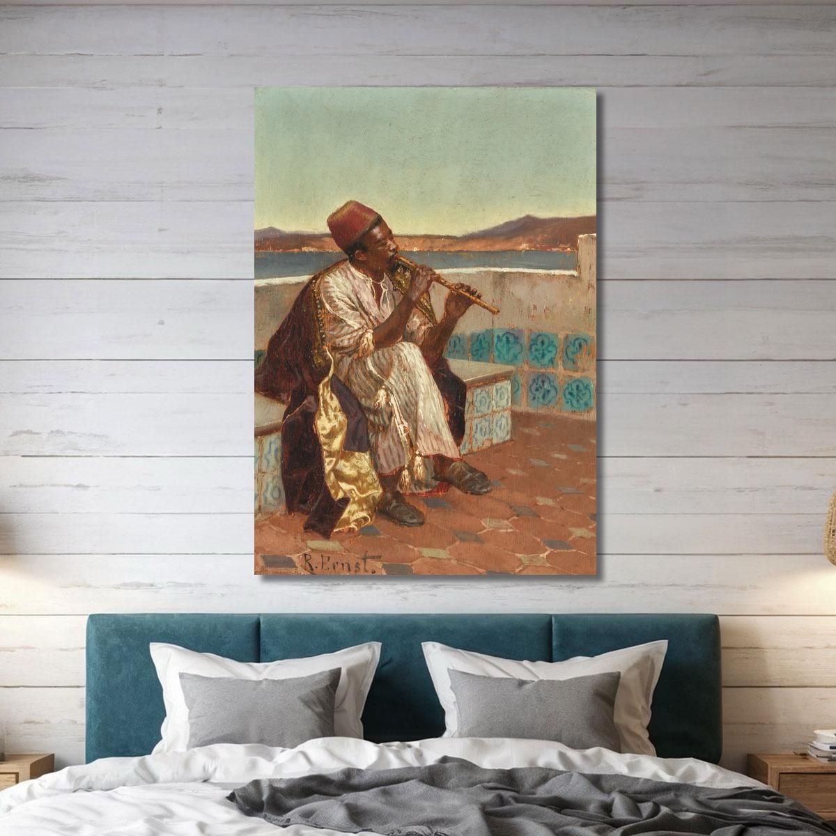 Musician On The Terrace Rudolf Ernst rer31 canvas print 