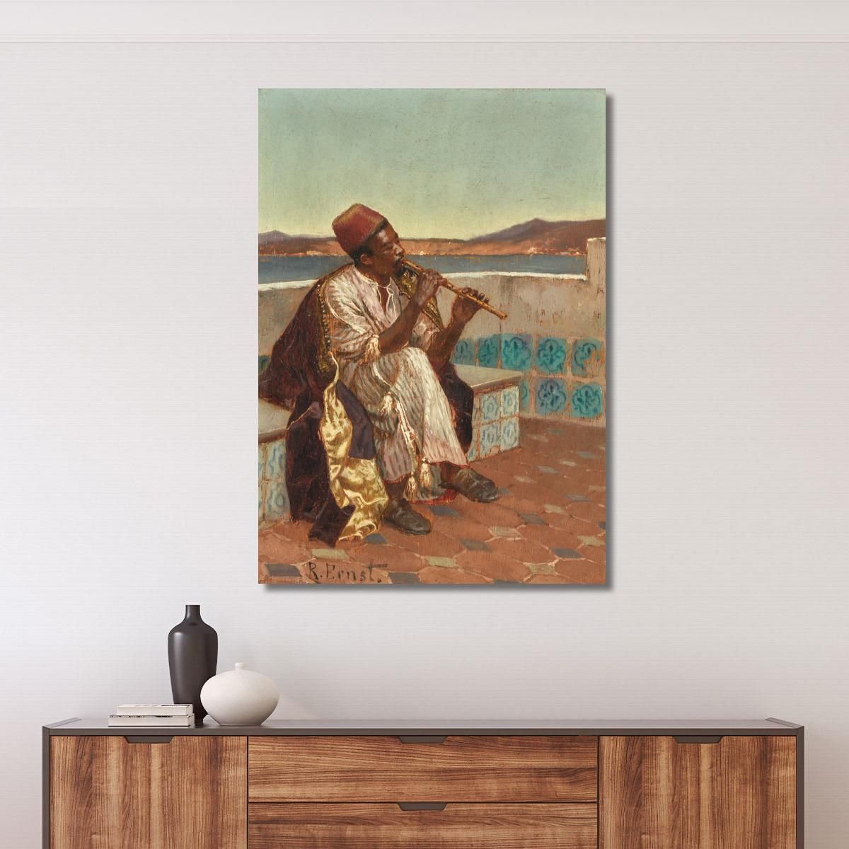 Musician On The Terrace Rudolf Ernst rer31 canvas print 