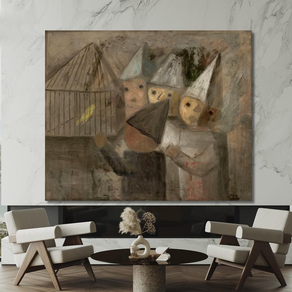 Children In Front Of A Cage With A Canary Tadeusz Makowski tmk29 canvas print 