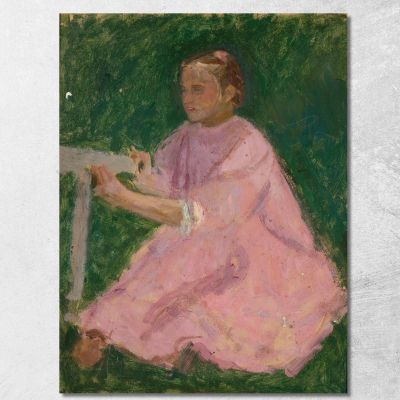 Girl In A Pink Dress Tadeusz Makowski tmk50 canvas print 