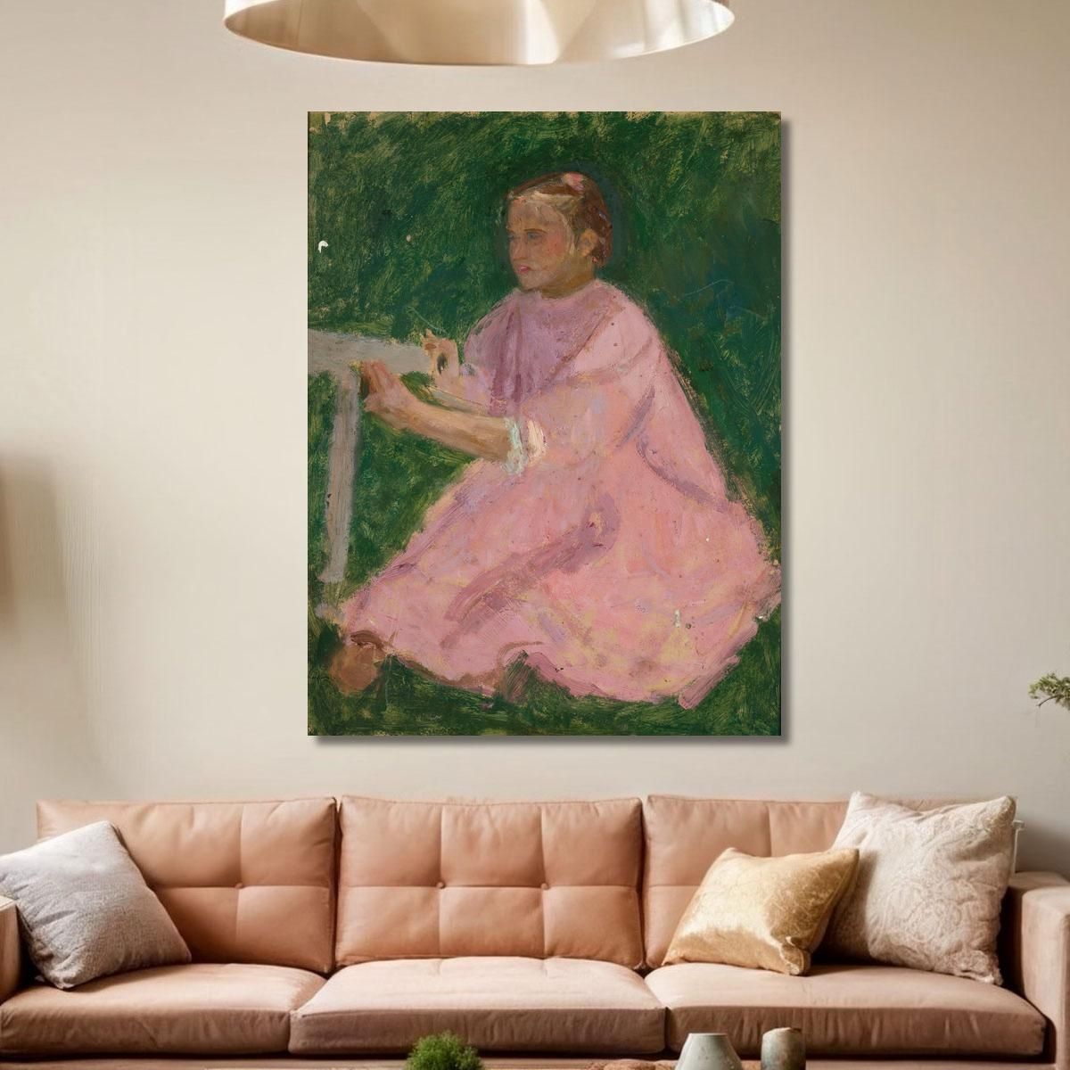 Girl In A Pink Dress Tadeusz Makowski tmk50 canvas print 