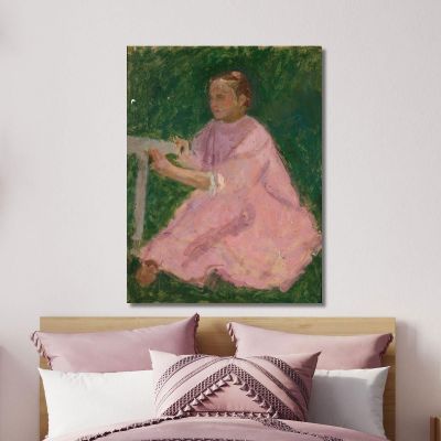 Girl In A Pink Dress Tadeusz Makowski tmk50 canvas print 