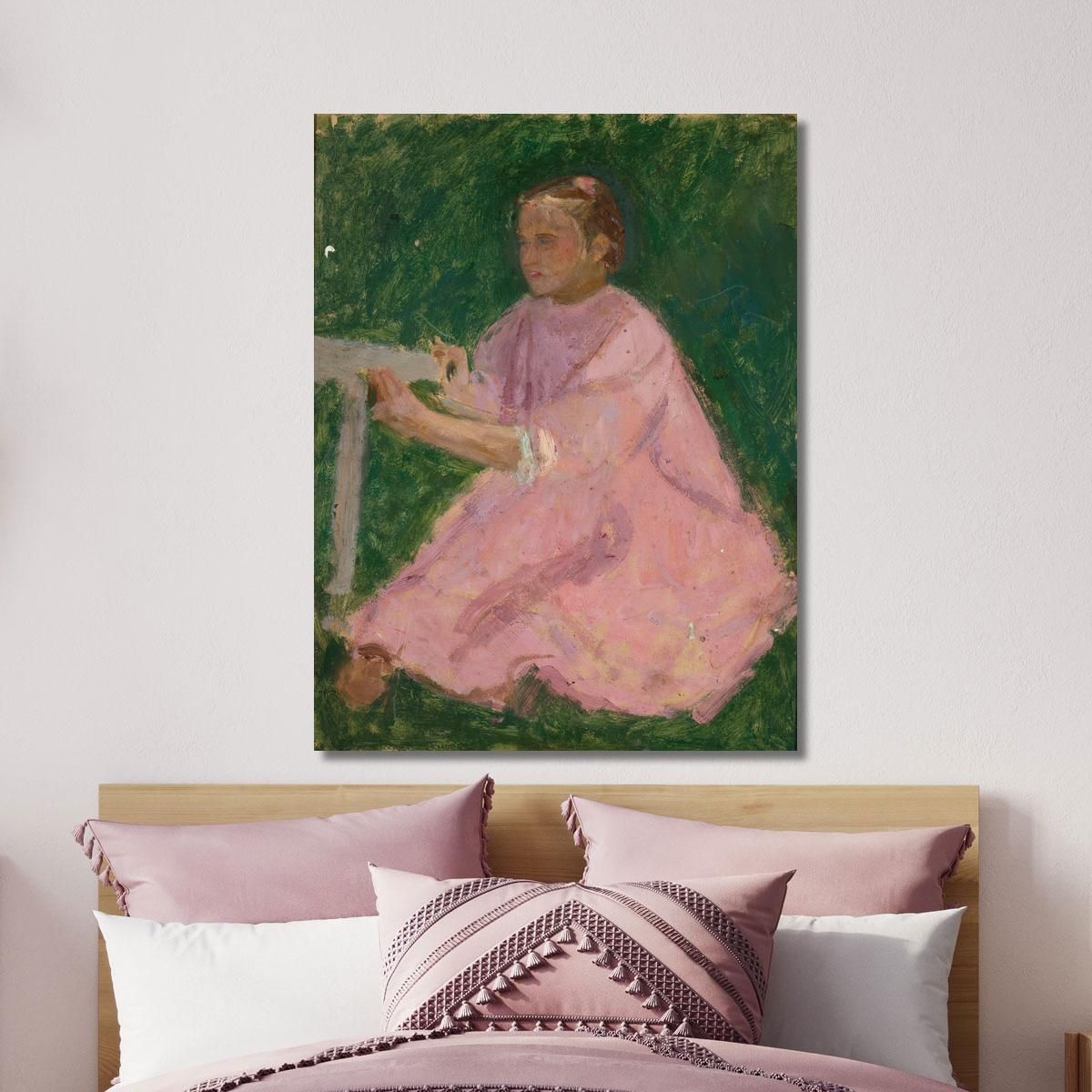 Girl In A Pink Dress Tadeusz Makowski tmk50 canvas print 