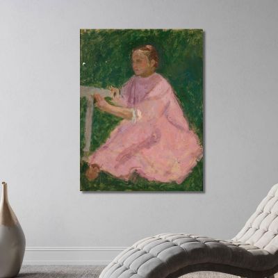 Girl In A Pink Dress Tadeusz Makowski tmk50 canvas print 