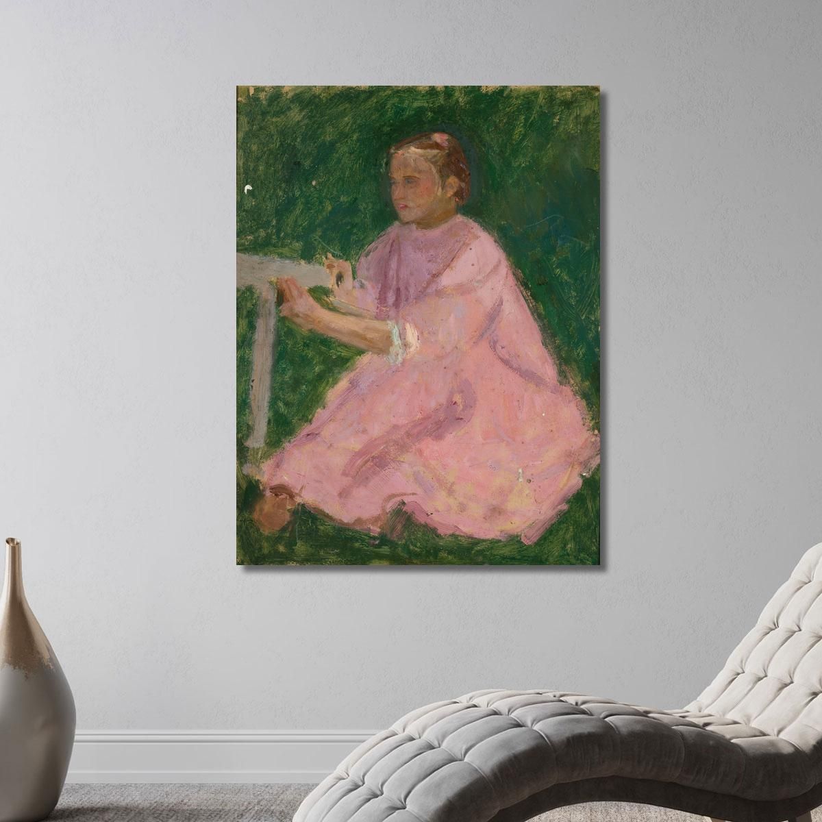 Girl In A Pink Dress Tadeusz Makowski tmk50 canvas print 