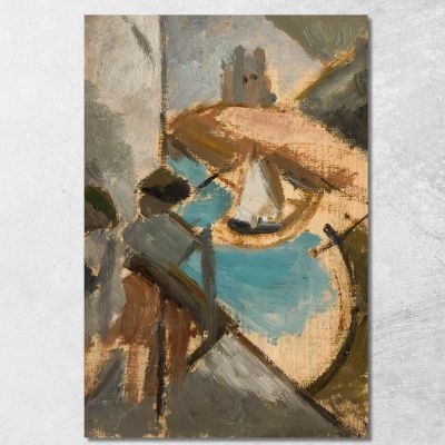 Landscape With A Sailing Boat Tadeusz Makowski tmk97 canvas print 