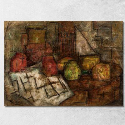 Still Life With Pitcher And Fruits Tadeusz Makowski tmk115 canvas print 