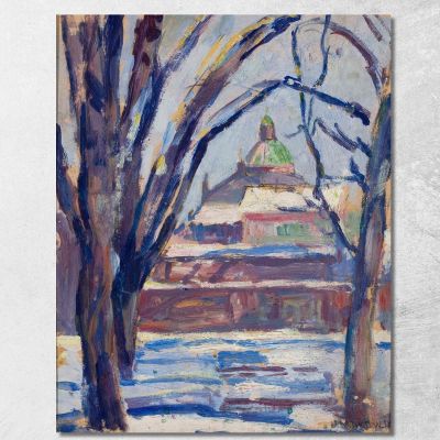 Winter Landscape With An Orthodox Church Tadeusz Makowski tmk136 canvas print 