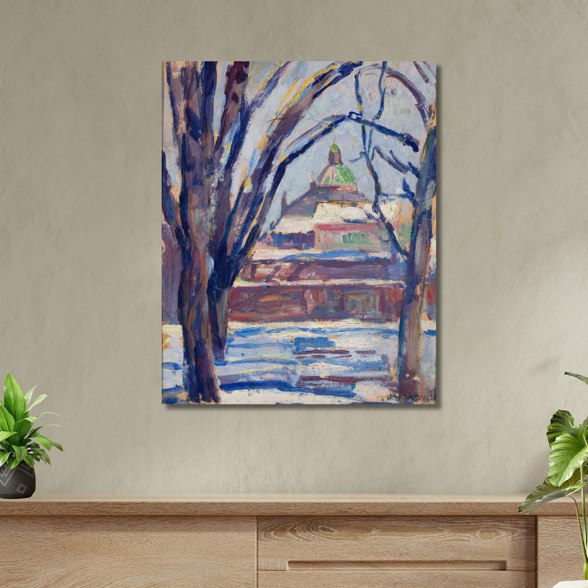 Winter Landscape With An Orthodox Church Tadeusz Makowski tmk136 canvas print 