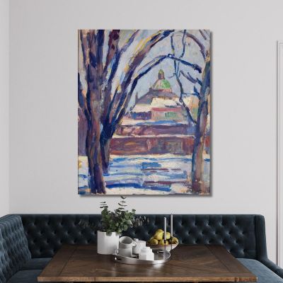 Winter Landscape With An Orthodox Church Tadeusz Makowski tmk136 canvas print 