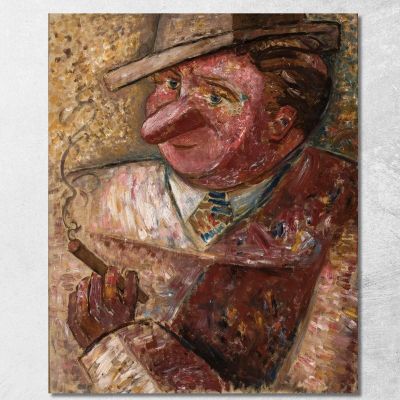 Portrait Of A Man In A Hat With A Cigar Tadeusz Makowski tmk148 canvas print 