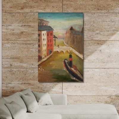 Ship In A City Tadeusz Makowski tmk172 canvas print 