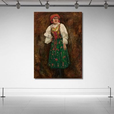 Woman In A Krakow Folk Costume Tadeusz Makowski tmk201 canvas print 