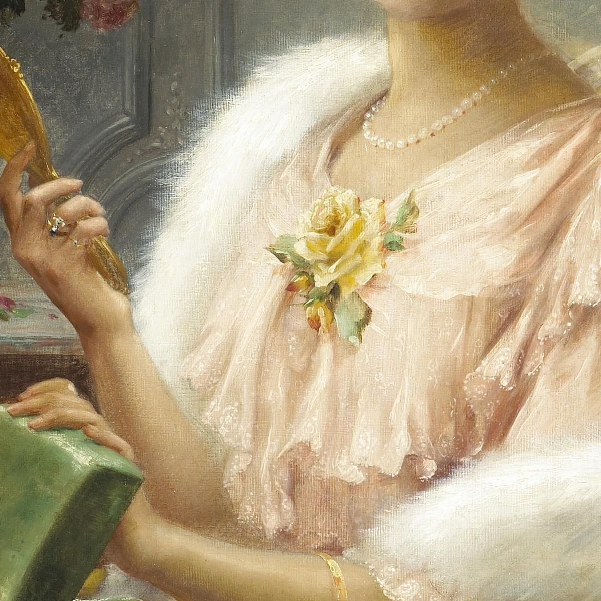 A Young Lady With A Mirror Emile Vernon evr2 canvas print