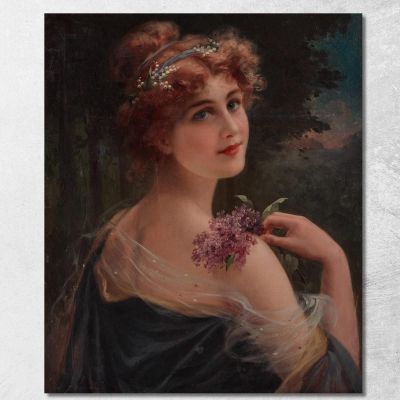 Young Woman With A Sprig Of Lilac Emile Vernon evr16 canvas print 