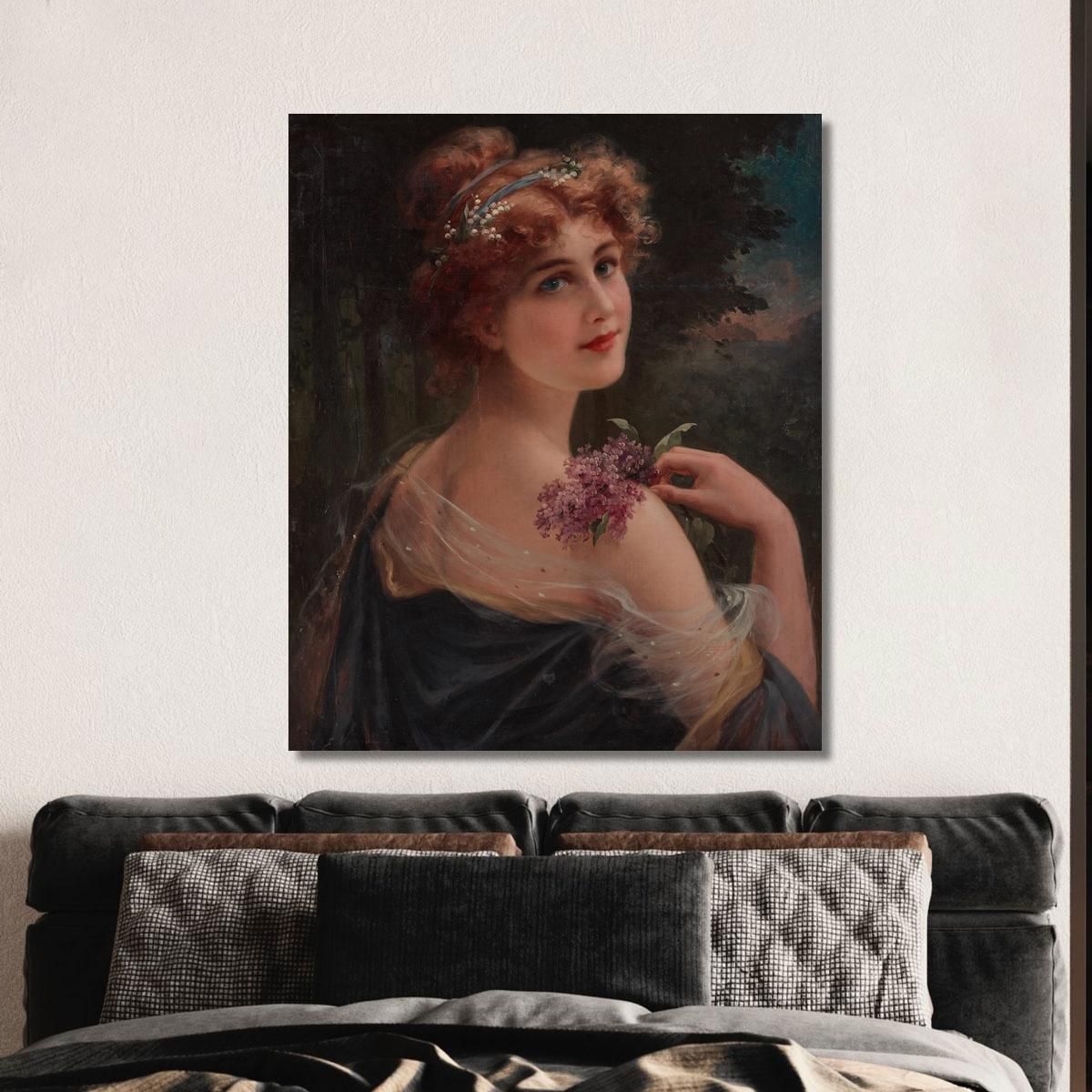 Young Woman With A Sprig Of Lilac Emile Vernon evr16 canvas print 