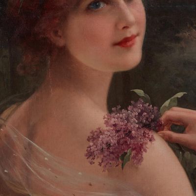 Young Woman With A Sprig Of Lilac Emile Vernon evr16 canvas print