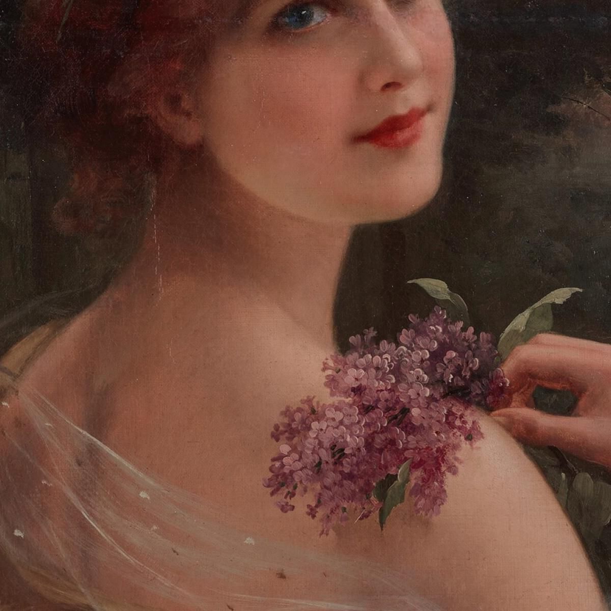 Young Woman With A Sprig Of Lilac Emile Vernon evr16 canvas print