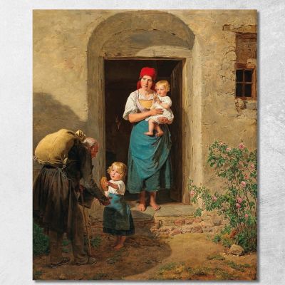 The Good-Natured Child: The Beggar Ferdinand Georg Waldmüller fgw25 canvas print 