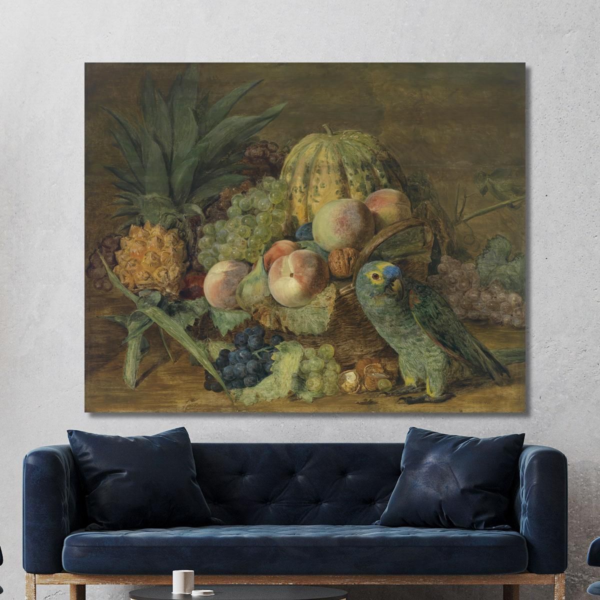 Fruit Still Life With Parrot Ferdinand Georg Waldmüller fgw59 canvas print 