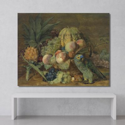 Fruit Still Life With Parrot Ferdinand Georg Waldmüller fgw59 canvas print 