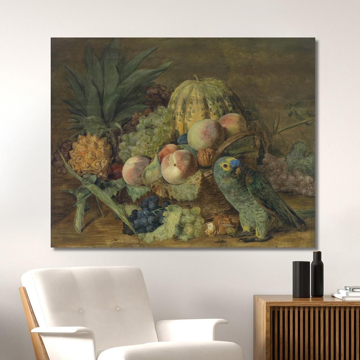 Fruit Still Life With Parrot Ferdinand Georg Waldmüller fgw59 canvas print 