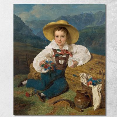 Count Demetrius Apraxin As A Child Before A Mountain Landscape Ferdinand Georg Waldmüller fgw61 canvas print 