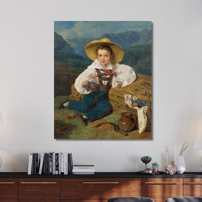 Count Demetrius Apraxin As A Child Before A Mountain Landscape Ferdinand Georg Waldmüller fgw61 canvas print 