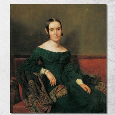 Lady In Vermilion Dress Ferdinand Georg Waldmüller fgw77 canvas print 
