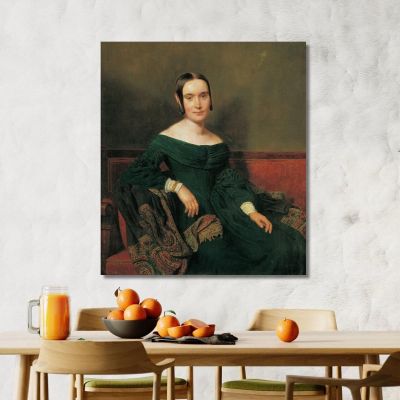 Lady In Vermilion Dress Ferdinand Georg Waldmüller fgw77 canvas print 
