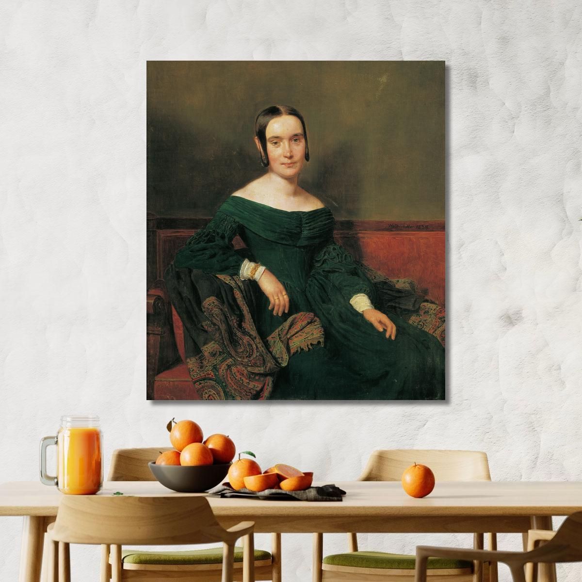 Lady In Vermilion Dress Ferdinand Georg Waldmüller fgw77 canvas print 