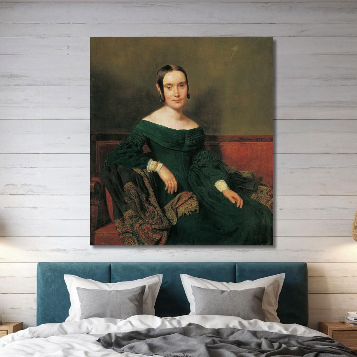 Lady In Vermilion Dress Ferdinand Georg Waldmüller fgw77 canvas print 